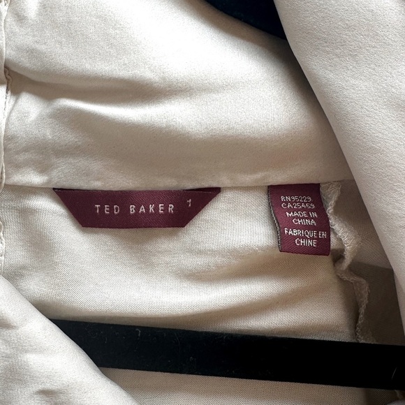 Ted Baker Ivory Long-Sleeve Top with Silk Cowl Neck and Button-Up Back. Size M. - Picture 8 of 13